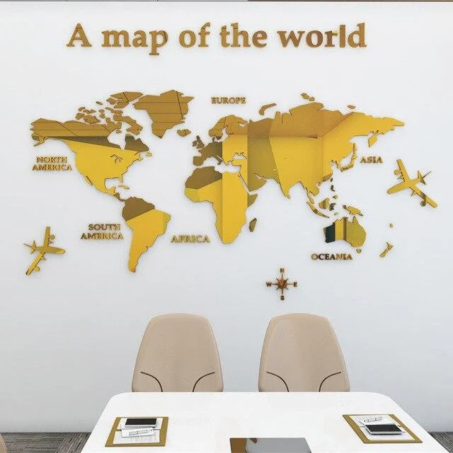Stickers <br> Carte Du Monde Avec Avion