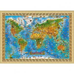 Puzzle Du Monde Avec Animaux 1000 Pièces | La Carte Du Monde