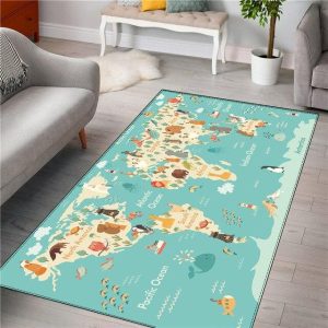 Tapis carte du monde avec animaux