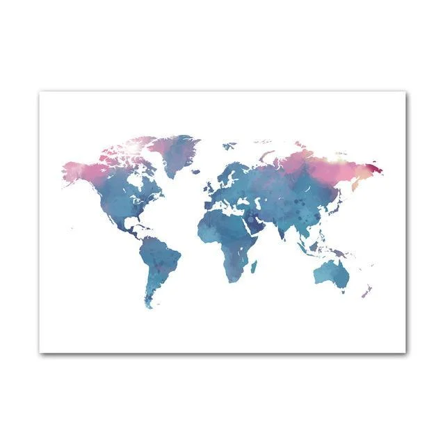 Toile <br> Carte Du Monde Blanche